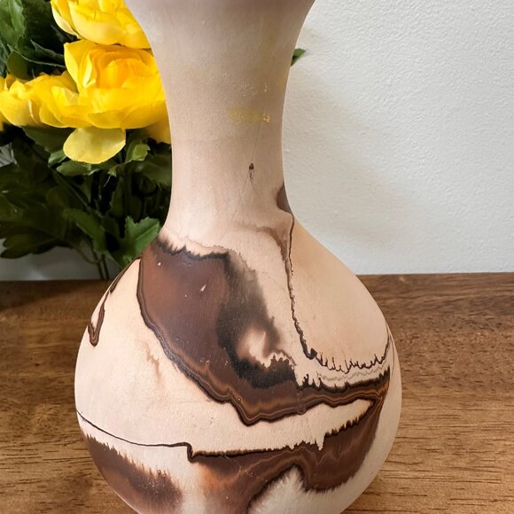 Vintage Nemadji Pottery Vase Marbled Clay Swirl Earth Tones Hand Made USA South - Picture 5 of 7
